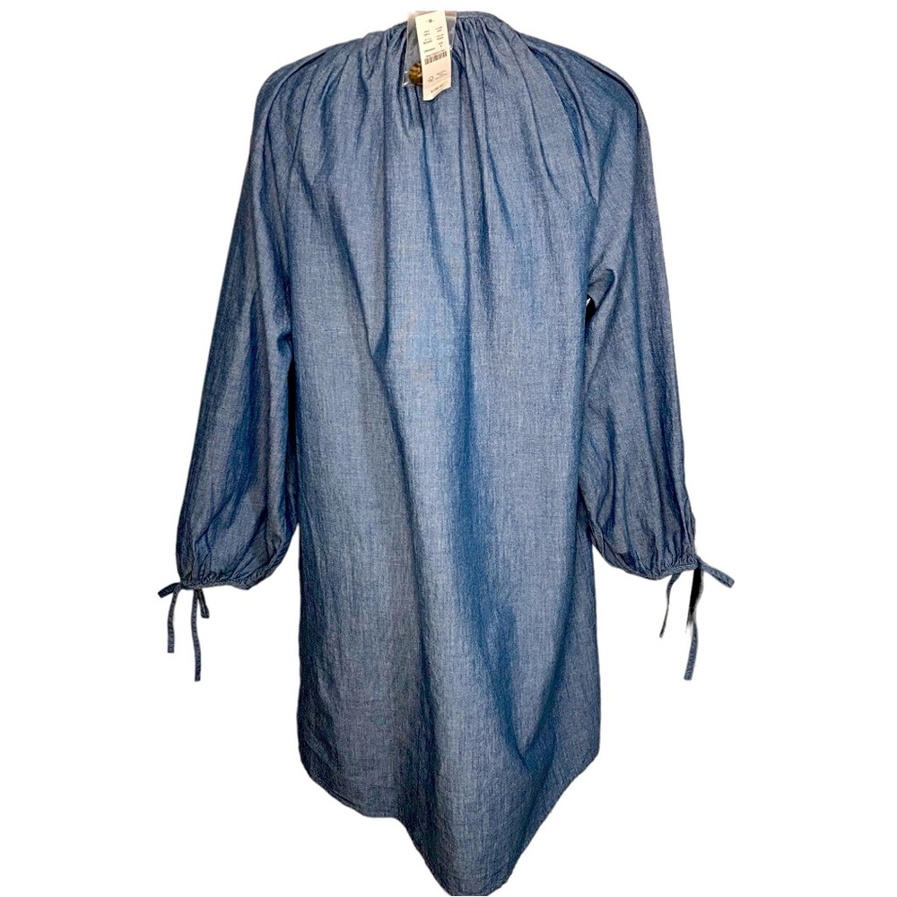 J. Crew NWT Tie Sleeve Button Front 100% Cotton Chambray Shirt Dress Cover Up - Picture 10 of 14